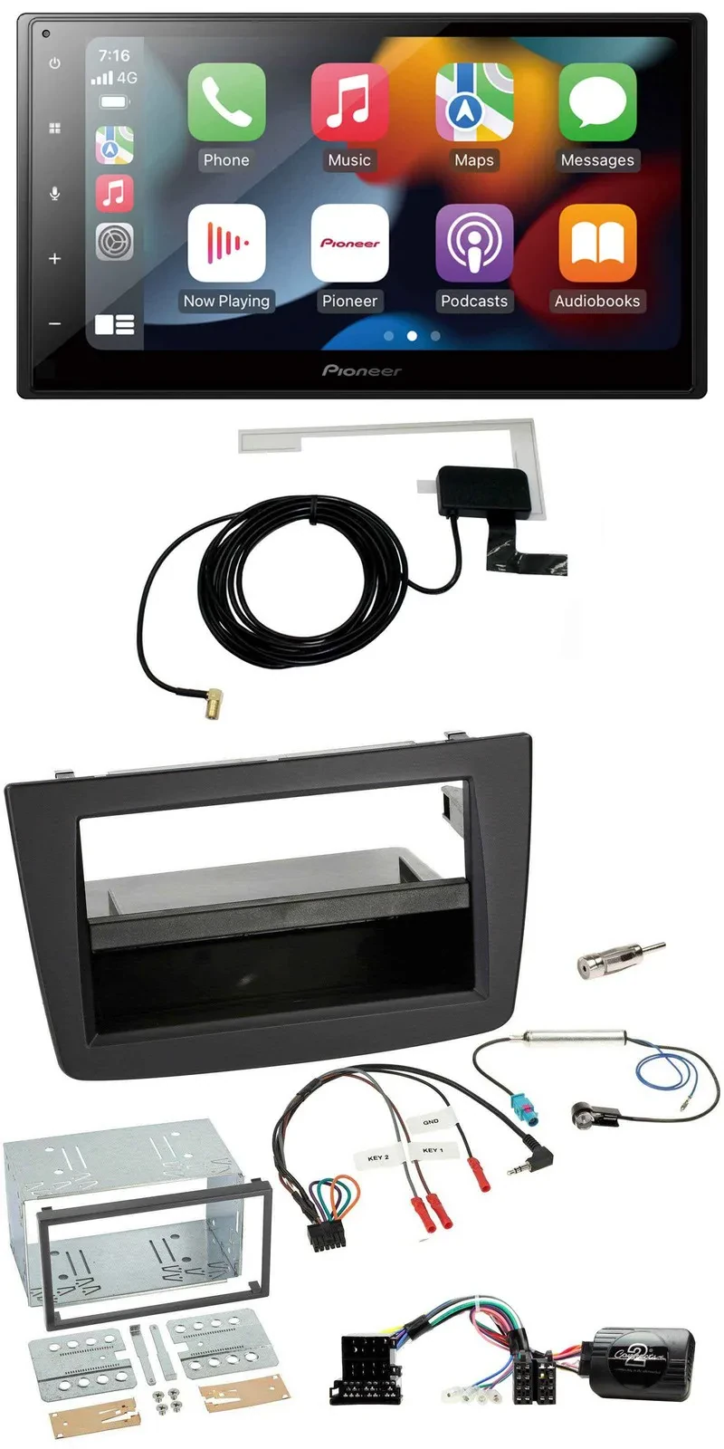 Pioneer Lenkrad USB Bluetooth DAB 2DIN Autoradio für Alfa Romeo Mito 08-14 schwa