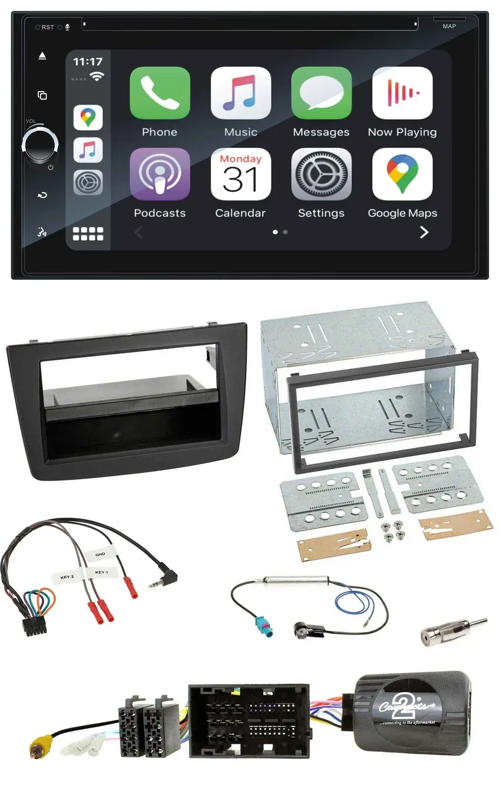 Blaupunkt DAB USB Bluetooth Lenkrad 2DIN TMC Navigation für Alfa Mito 14-18 schw
