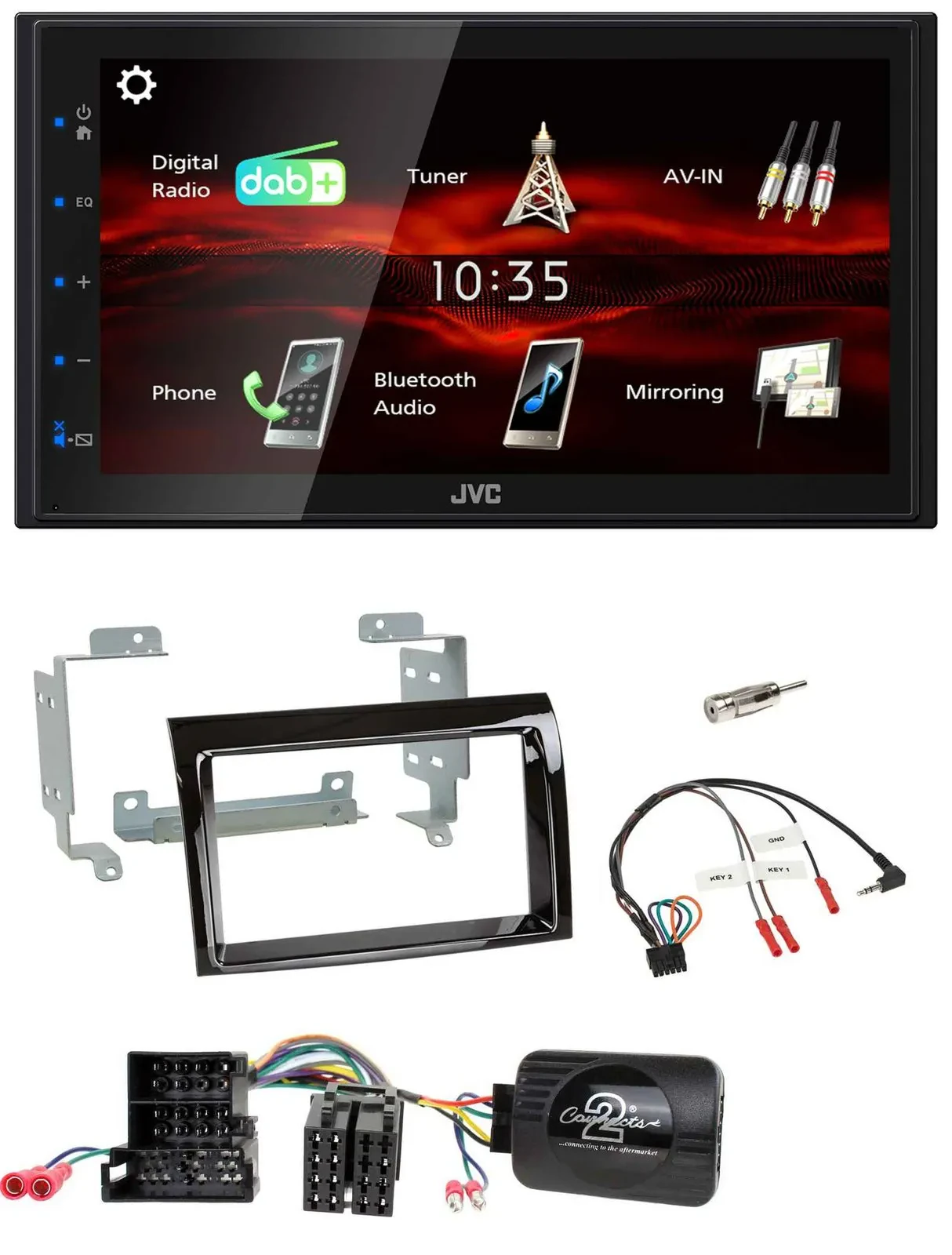 JVC USB Bluetooth Lenkrad DAB 2DIN Autoradio für Fiat Peugeot Citroen klavierlac