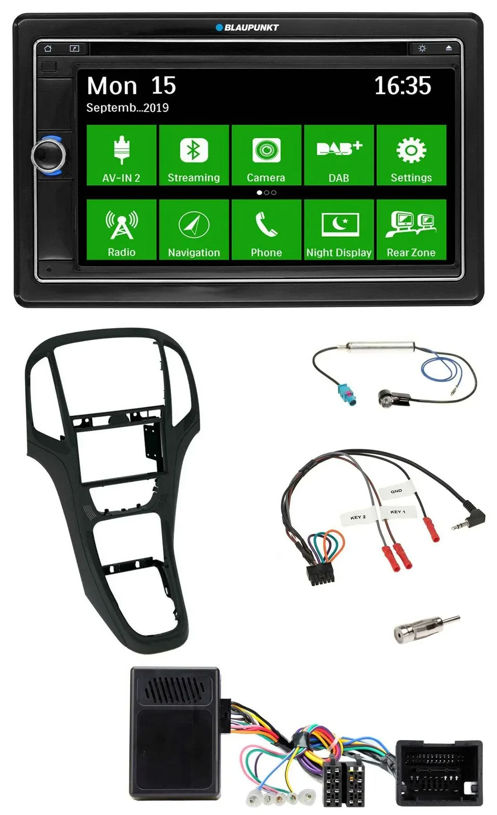 Blaupunkt Bluetooth 2DIN Lenkrad DAB USB TMC Navigation für Opel Astra ab 09 Per