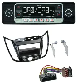 Dietz USB DAB MP3 Bluetooth Autoradio für Ford C-Max Kuga Klavierlack schwarz