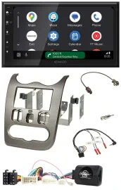 Kenwood DAB Bluetooth USB Lenkrad 2DIN Autoradio für Dacia ab 2012 dunkelsilber