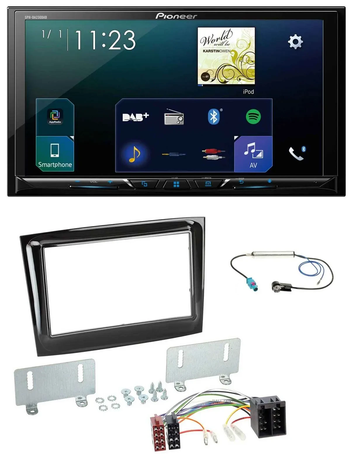 Pioneer MP3 Bluetooth USB 2DIN DAB Autoradio für Fiat Doblo ab 15 piano schwarz