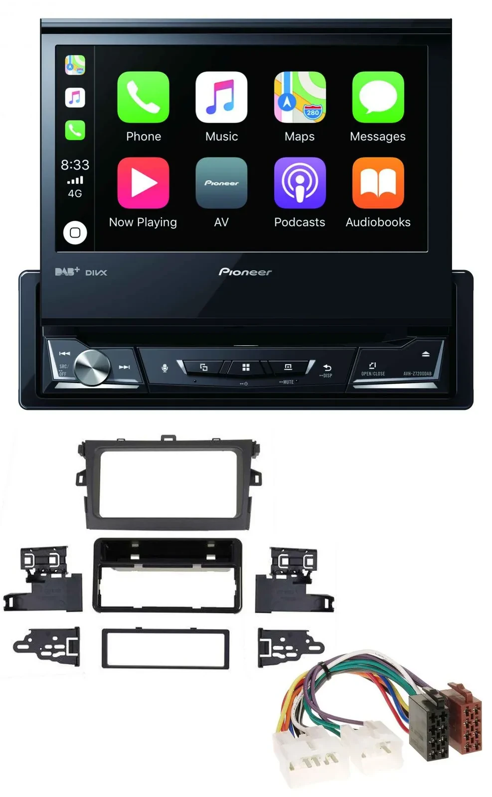 Pioneer DVD Bluetooth DAB USB MP3 Autoradio für Toyota Corolla 2009-2012 silber