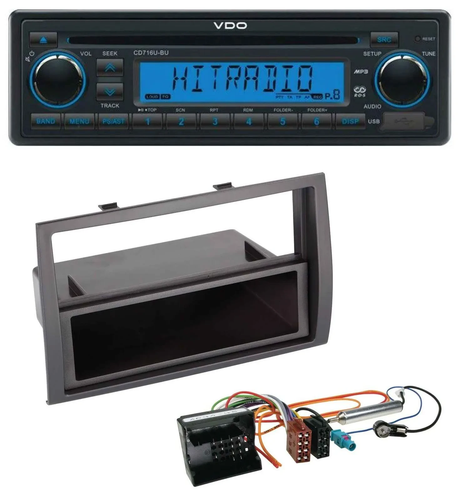 VDO AUX MP3 1DIN CD USB Autoradio für Citroen Jumper 2006-2011 Quadlock