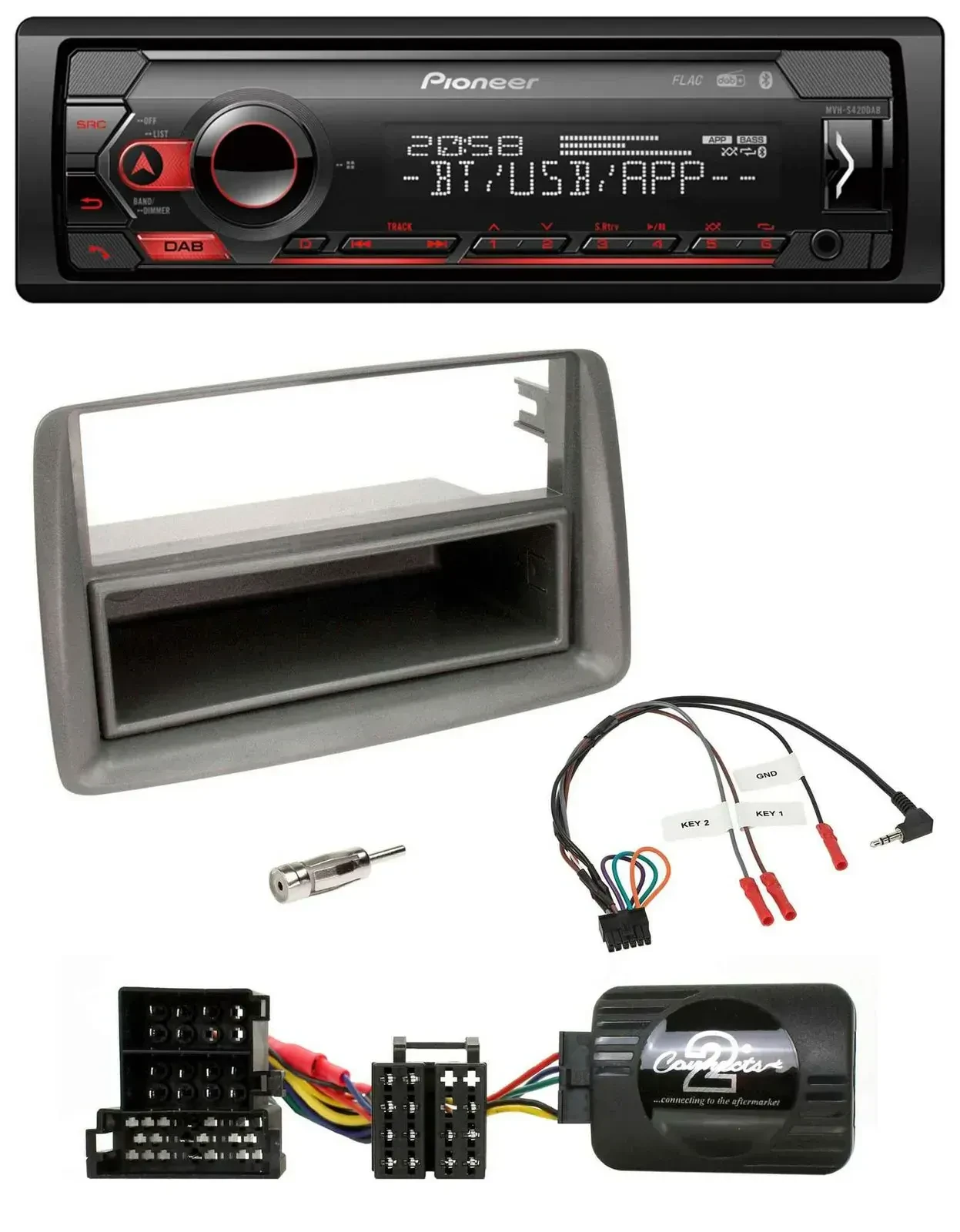Автомагнитола Pioneer для Alfa Romeo GT/147 USB, DAB, Bluetooth, серебристая