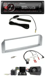 Автомагнитола Pioneer 1-DIN MP3 DAB USB для Alfa Romeo GT/147 (2007–2010), серебристо-серая, поддержка кнопок на руле