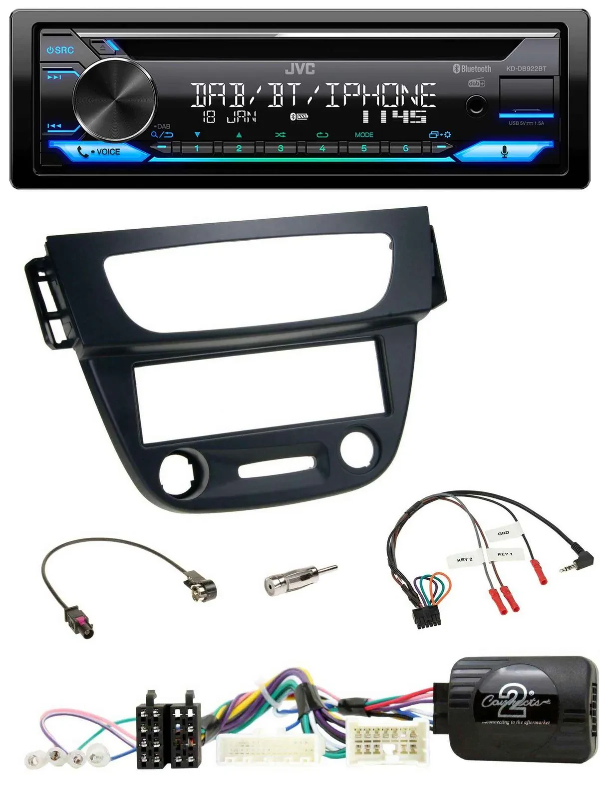 Автомагнитола для Renault Megane/Fluence 2012–2014 JVC Bluetooth, USB, DAB, CD