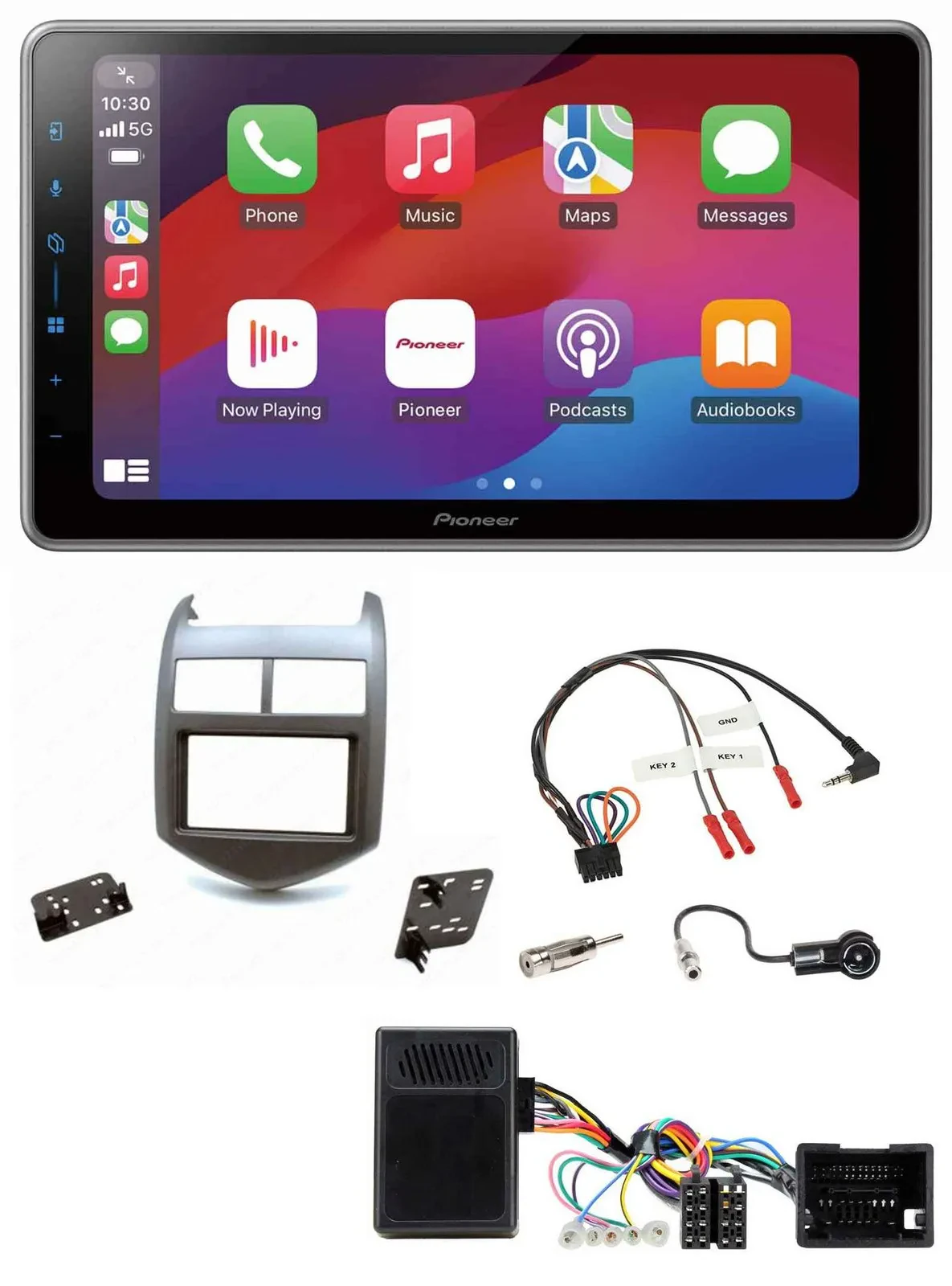 Pioneer Lenkrad USB DAB Bluetooth 2DIN Autoradio für Chevrolet Aveo ab 11 dunkel