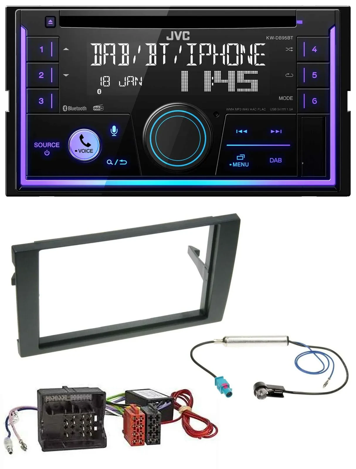 JVC MP3 USB 2DIN DAB Bluetooth CD Autoradio für Audi A4 B7 04-08 Aktivsystem MOS
