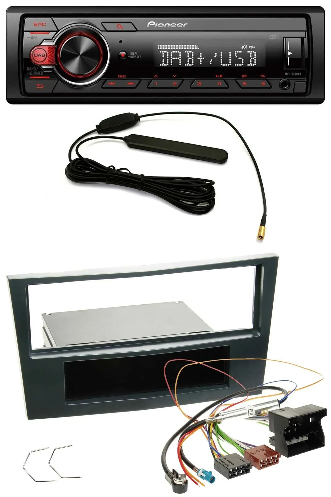 Pioneer MP3 DAB 1DIN AUX USB Autoradio für Opel Corsa D ab 2005 Stealth Schwarz