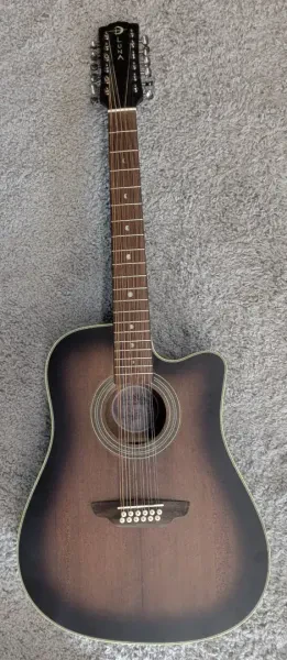 Luna Art Vintage Dreadnought 12 String Solid Top Acoustic Electric Guitar - DEMO