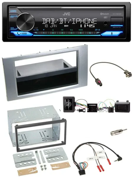 JVC Bluetooth DAB USB Lenkrad Autoradio für Ford Kuga 2008-2012 silber