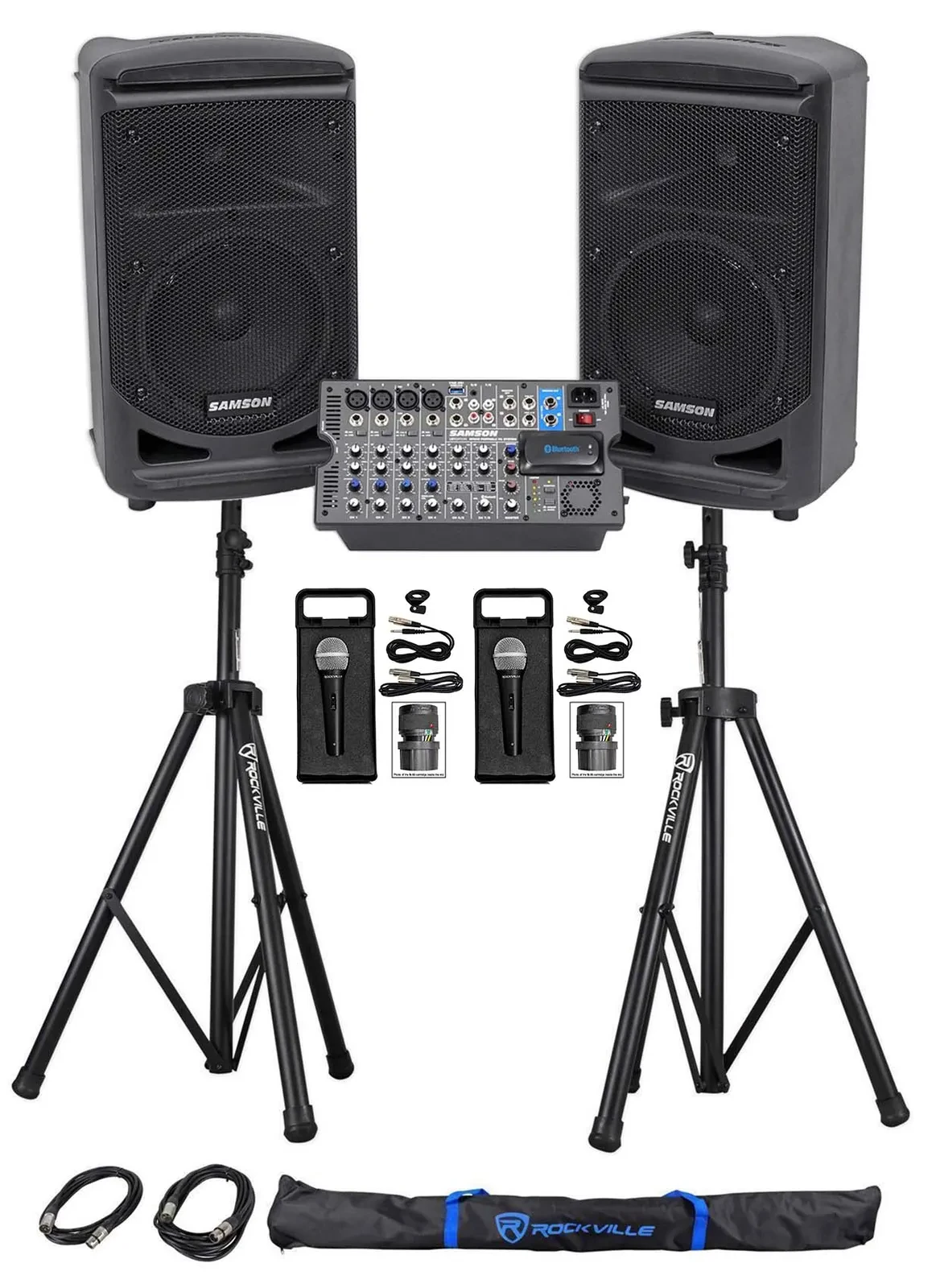 Samson Expedition 8" Bluetooth Church Speakers+Mixer+Mics 4 Church Sound Systems