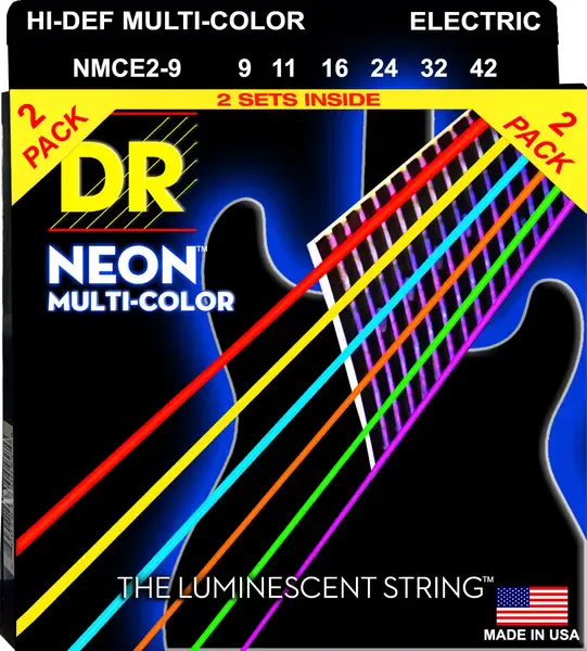 Струны для электрогитары DR Strings NMCE-2/9 Neon 9-42 (2 комплекта)