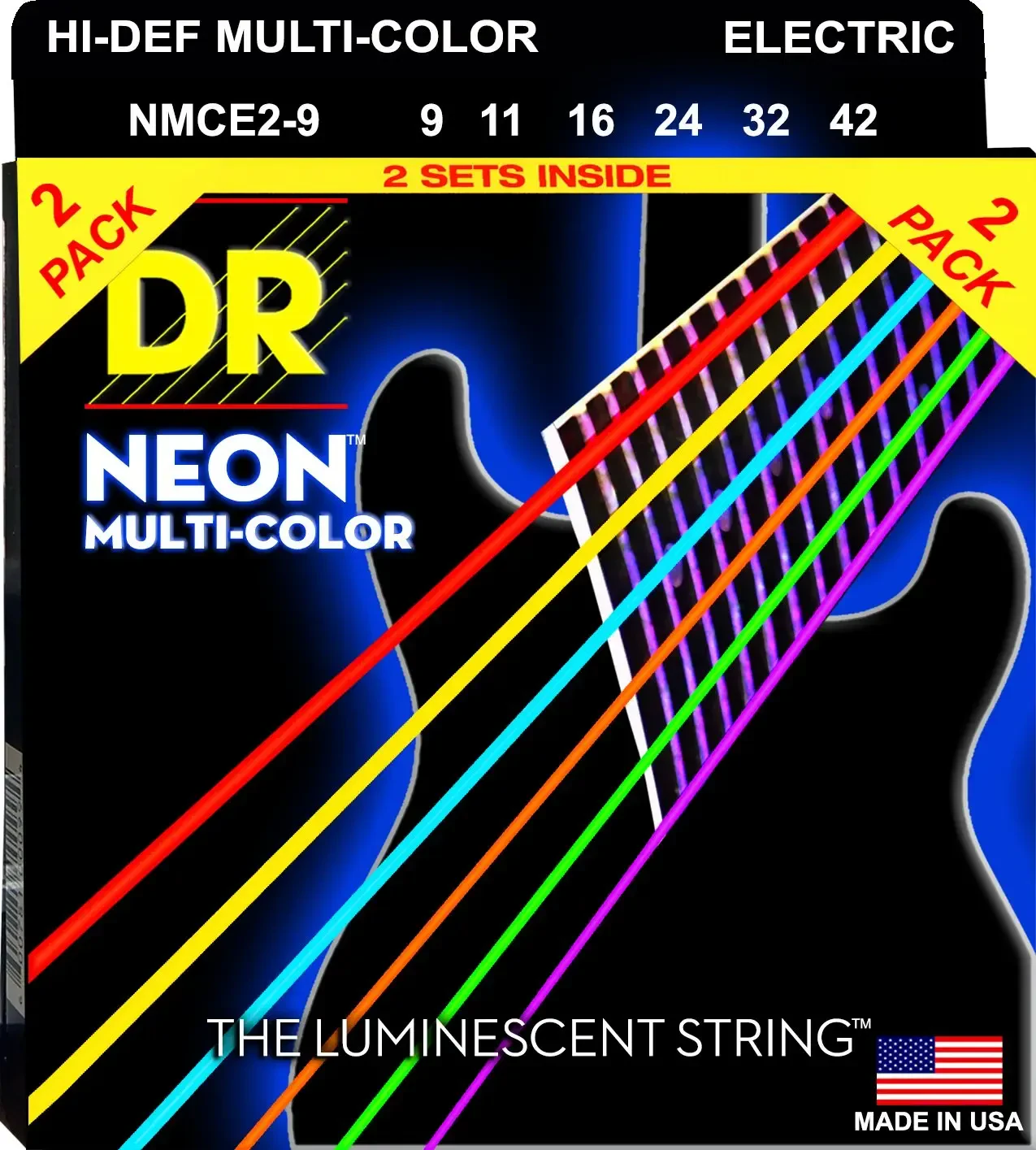 Струны для электрогитары DR Strings NMCE-2/9 Neon 9-42 (2 комплекта)