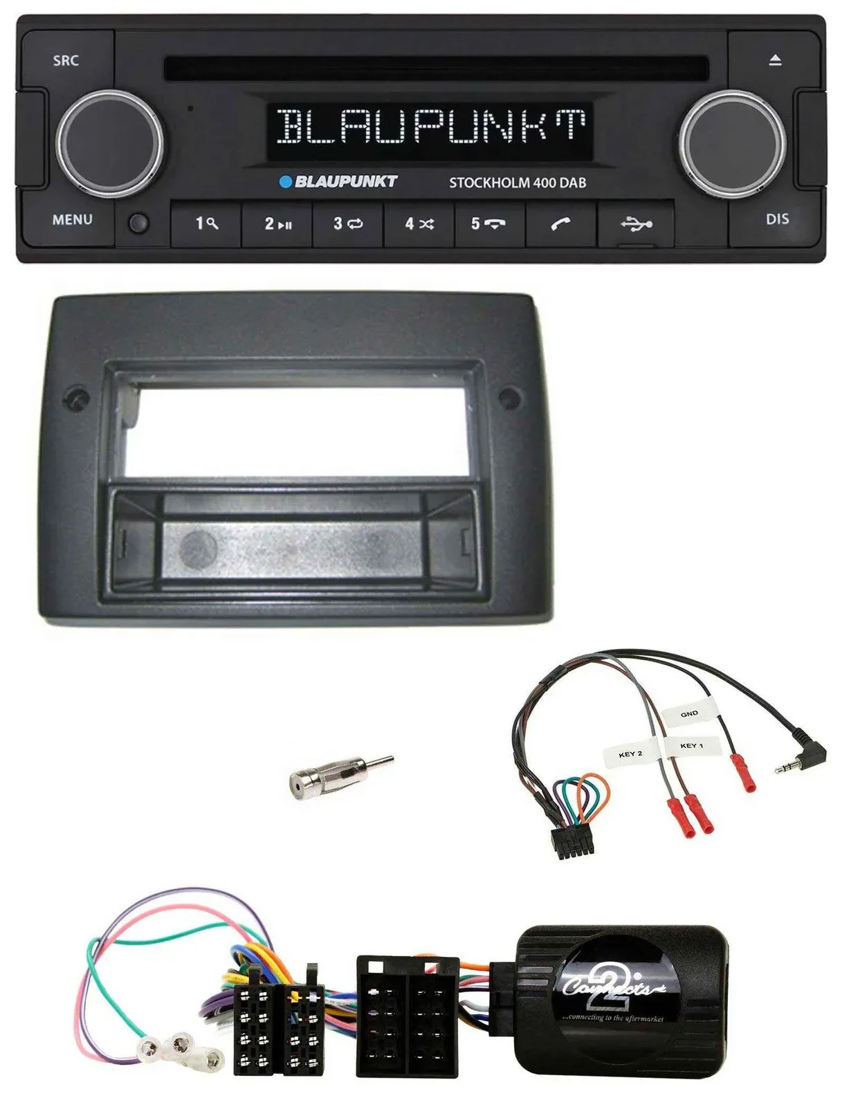 Blaupunkt Lenkrad Bluetooth DAB CD USB Autoradio für Fiat Stilo 2001-2007 Profi