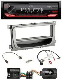 Автомагнитола JVC Bluetooth USB DAB для Ford Mondeo, S-Max (с 2007), серебристая