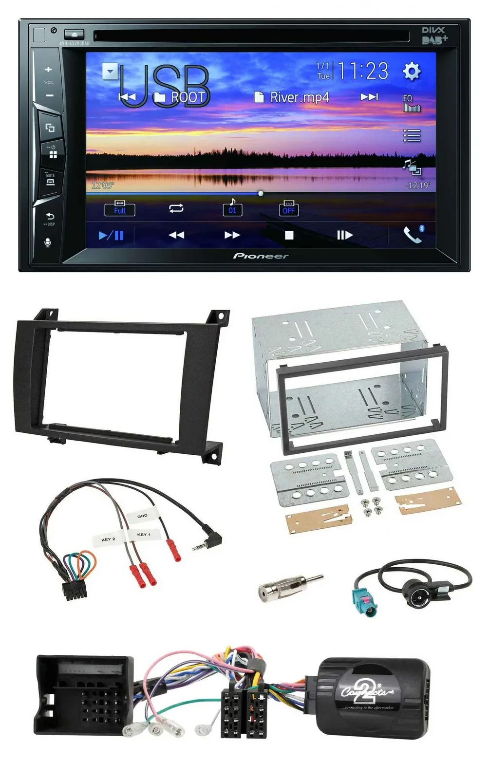 Pioneer Bluetooth 2DIN USB DVD DAB Lenkrad Autoradio für Mercedes SLK R171 2004-