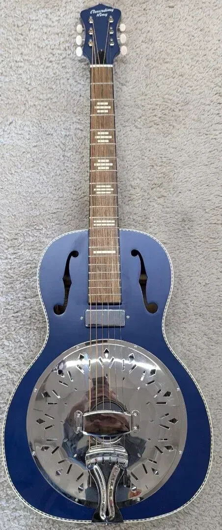 RPH-R2-E-MBL Recording King Electric Resonator Guitar, 0 Body Matte Blue -Blem