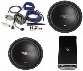 NVX VADM2 2-Channel Amp+2x Cerwin-Vega 12" Subwoofers+Belva Amp Kit