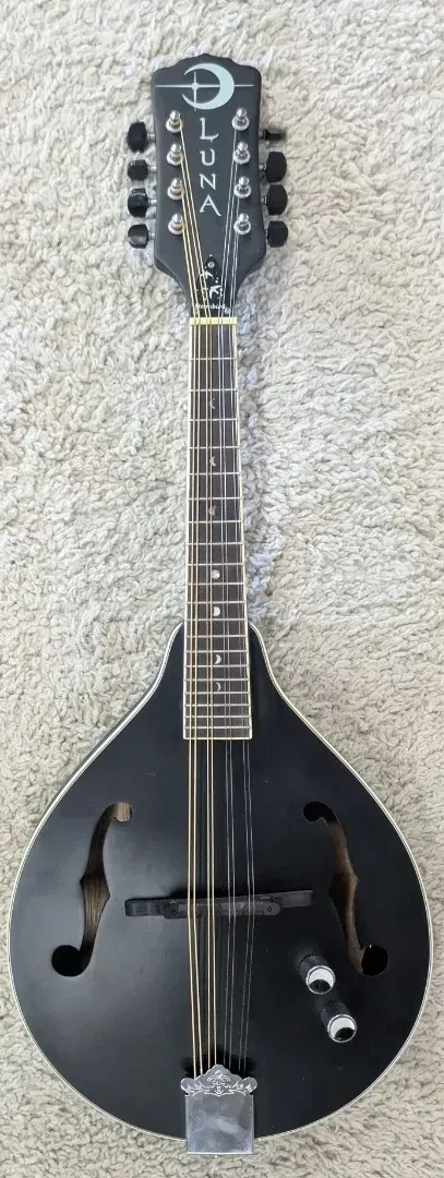 Luna BGM MOON A Acoustic Electric A-Style Mandolin, Satin Black Finish