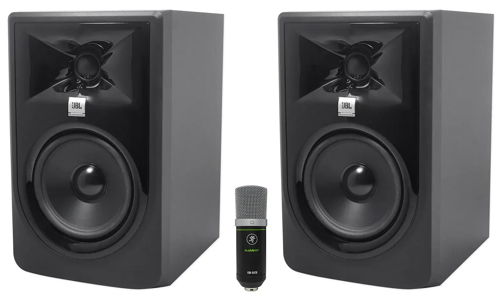 2) JBL 305P MkII 5" Studio Reference Monitors Monitoring Speakers+Mackie USB Mic