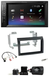 Pioneer DAB Lenkrad 2DIN Bluetooth USB Autoradio für Fiat Ducato 06-08 schwarz P