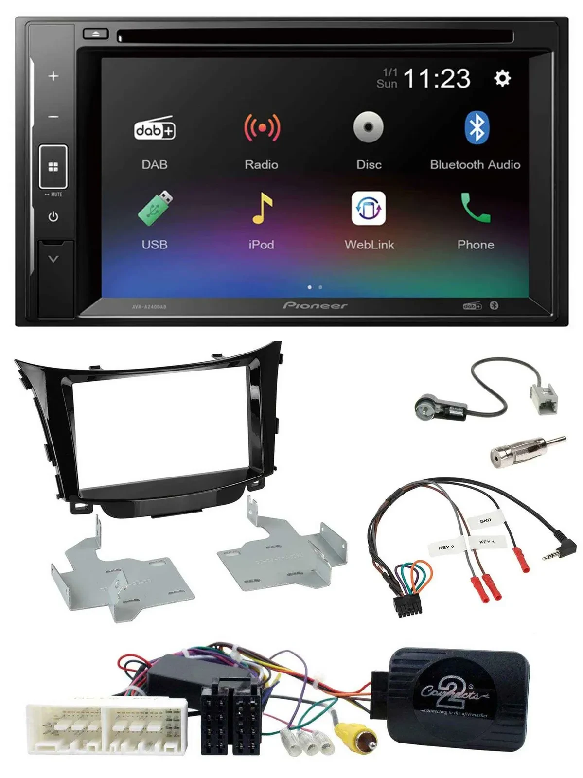 Автомагнитола для Hyundai i30 (с 2017) Pioneer 2DIN, Bluetooth, USB, DAB, DVD