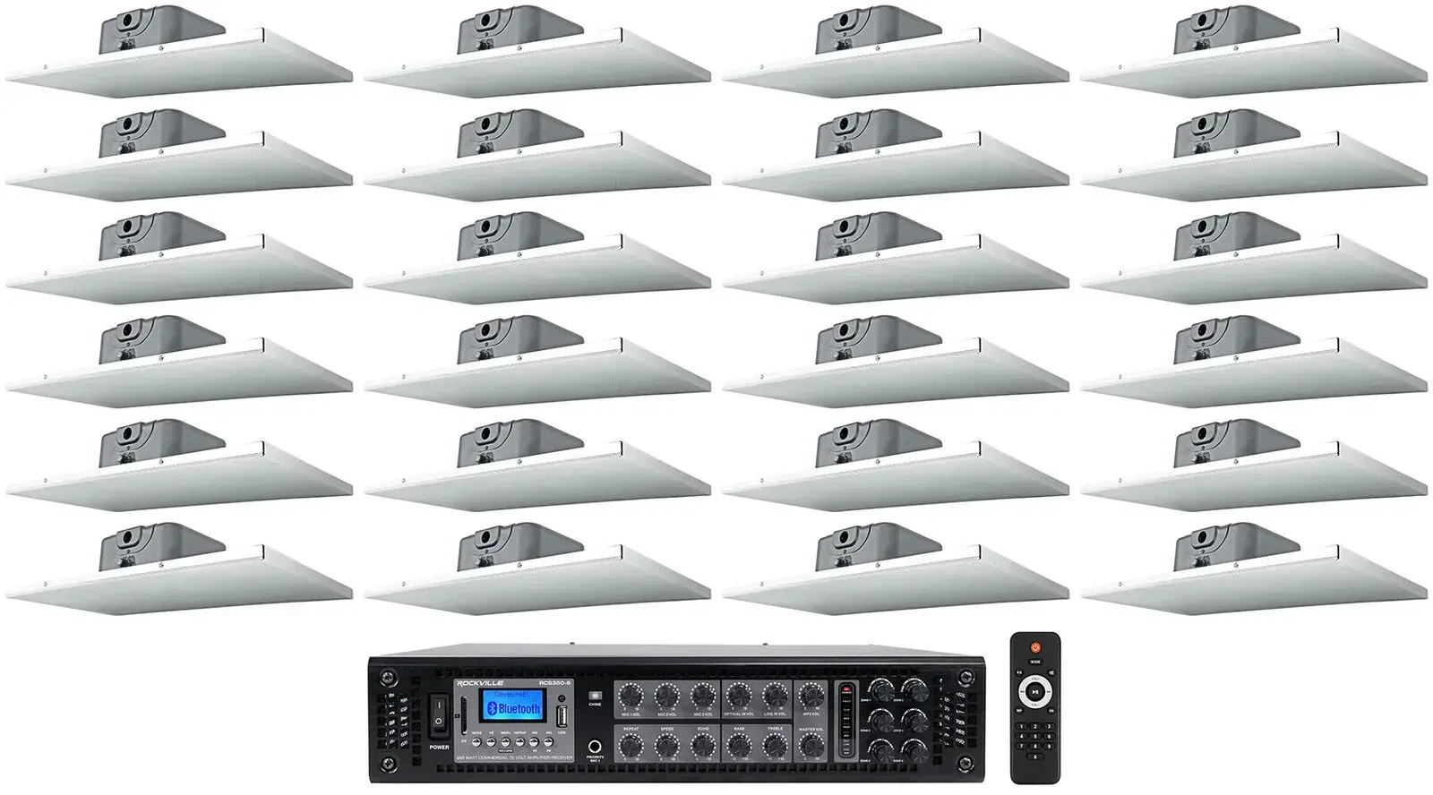 Потолочная акустика Rockville RCS350-6+(24) DCS6T White с усилителем (24 штуки)