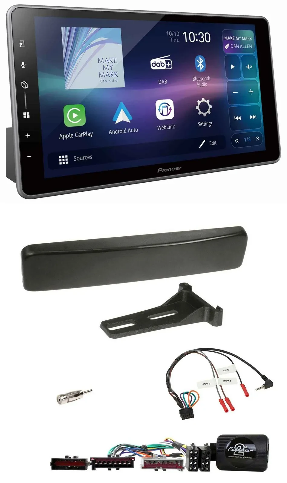 Pioneer Bluetooth USB DAB Lenkrad Autoradio für Ford Focus Mondeo schwarz