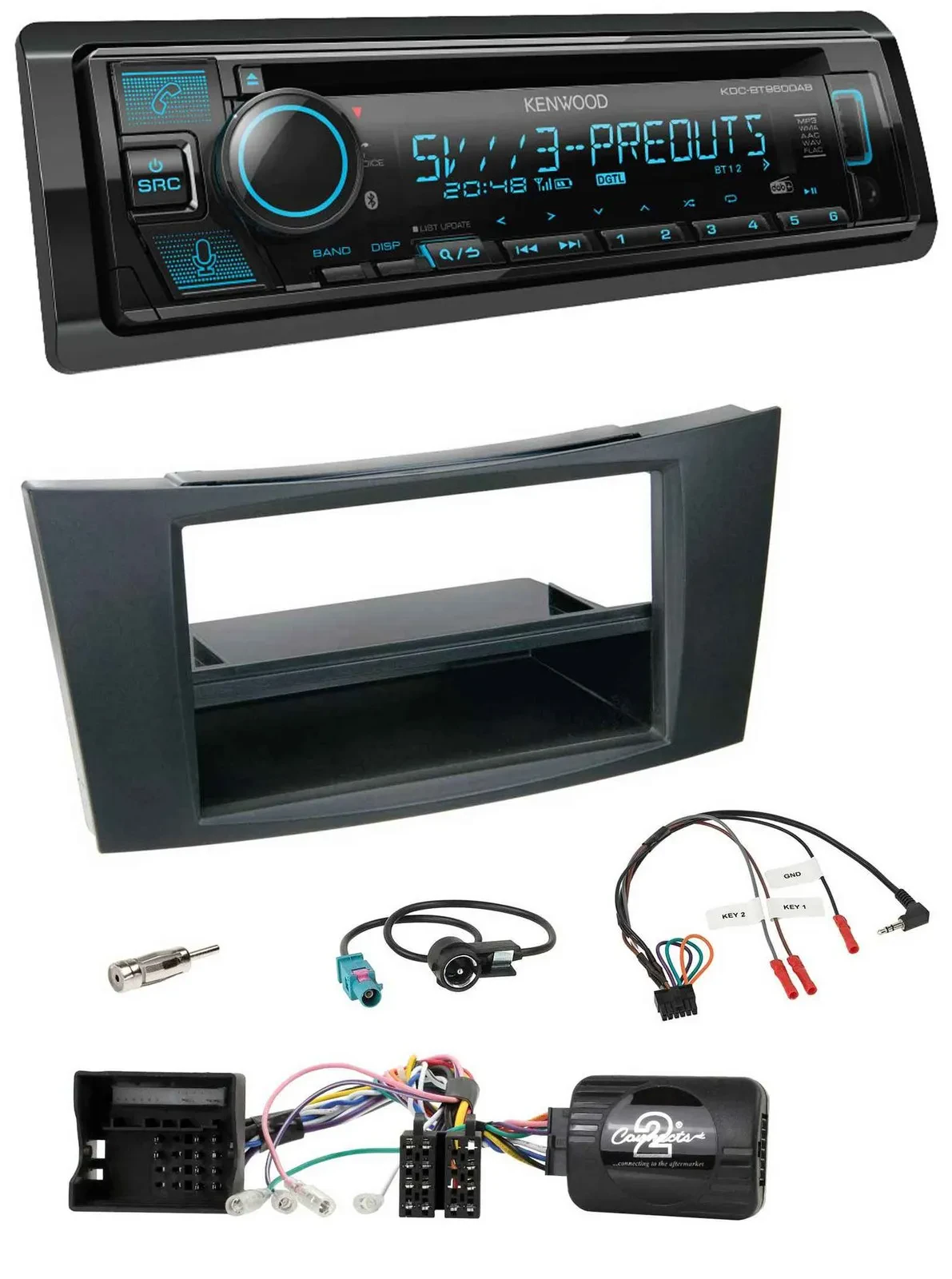 Kenwood Bluetooth USB CD Lenkrad DAB Autoradio für Mercedes E-Klasse 2002-2008 W