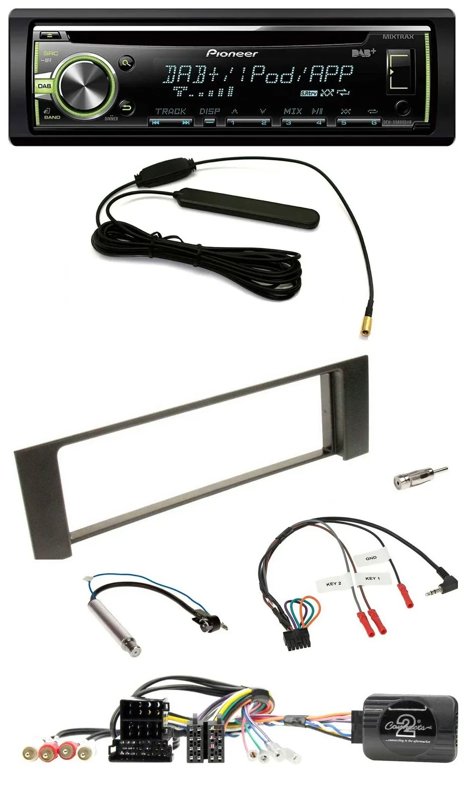 Автомагнитола для Audi A4 (2000–2009) Pioneer MP3, USB, CD, DAB, поддержка кнопок на руле, ISO Fakra