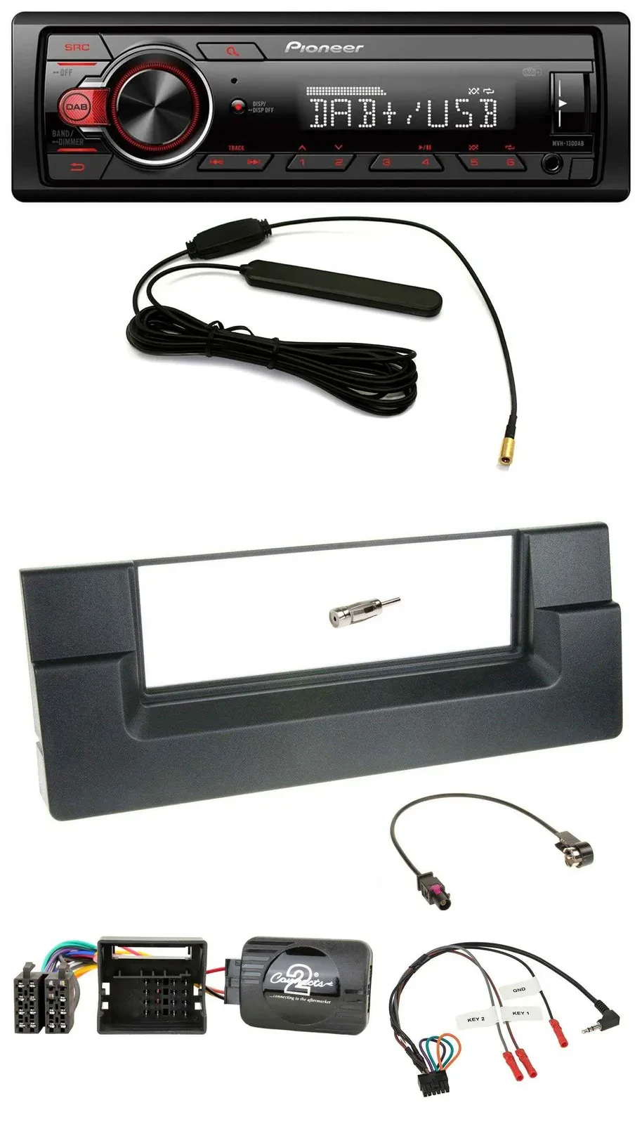 Автомагнитола Pioneer MP3 DAB 1 DIN USB, поддержка управления на руле, для BMW 5 Series E39 (2001–2004) Quadlock