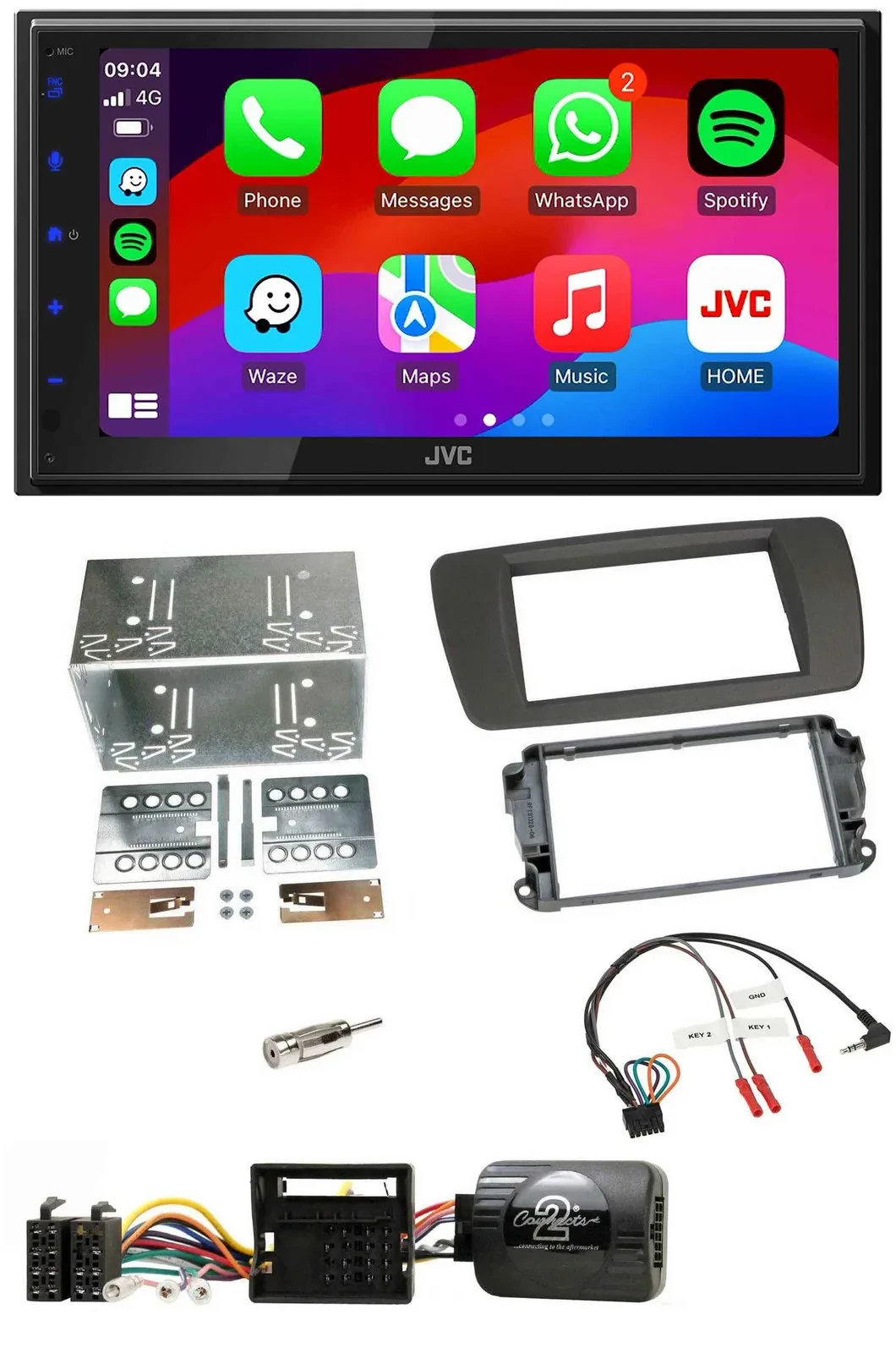 JVC Bluetooth USB Lenkrad 2DIN DAB Autoradio für Seat Ibiza ab 08 tuam-grey