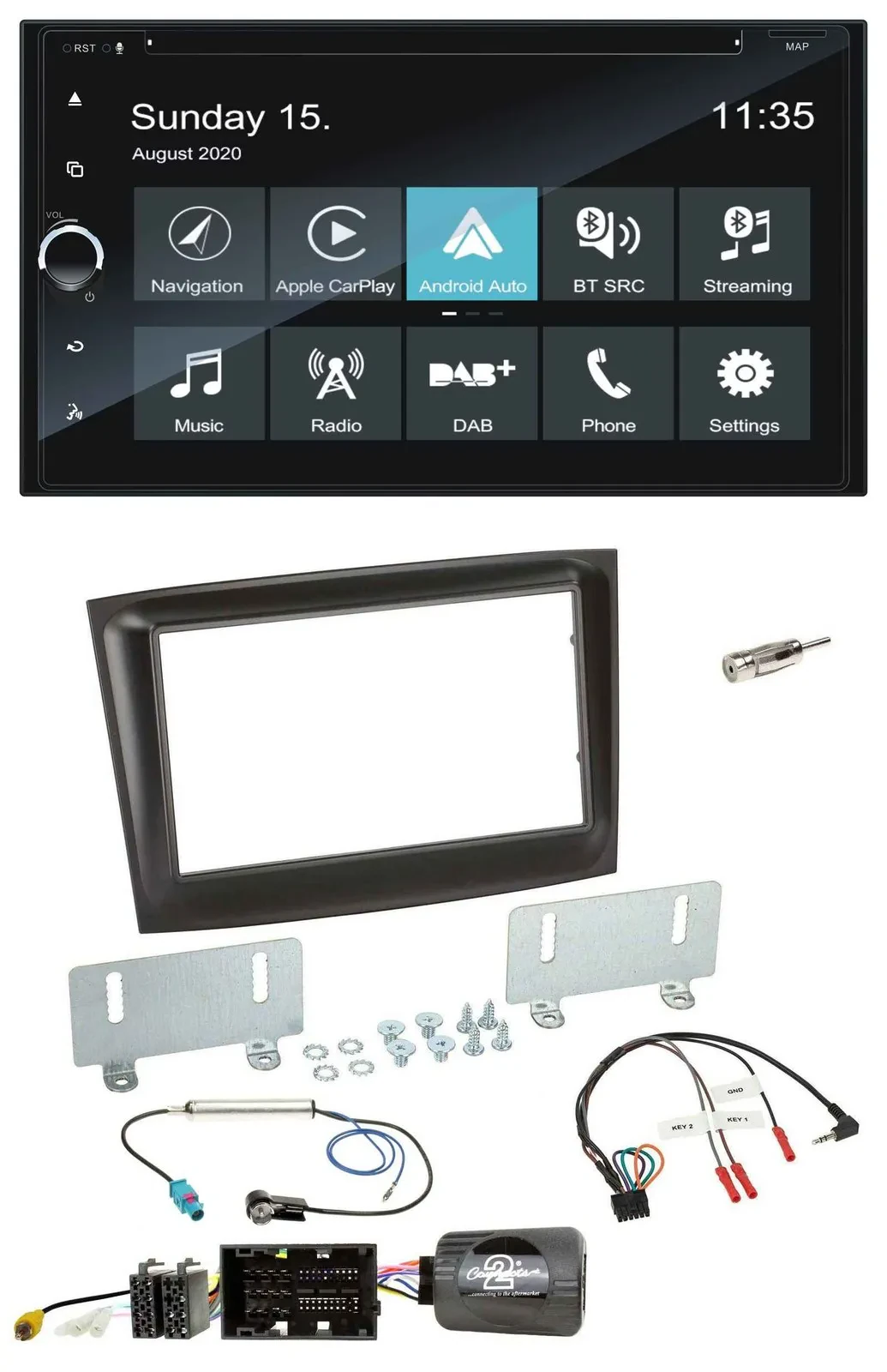 Автомагнитола для Fiat Doblo (с 2015) Blaupunkt 2DIN, навигация, DAB, Bluetooth, USB, поддержка кнопок на руле, TMC