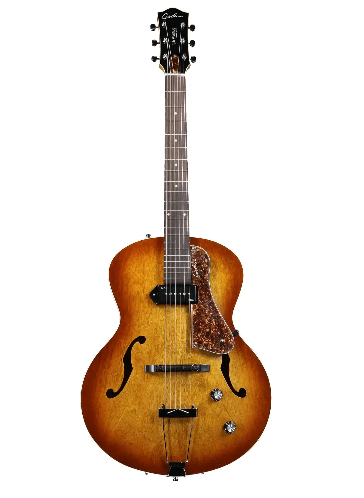 Электрогитара полуакустическая Godin 5th Avenue Kingpin Archtop Hollowbody P-90 Pickup Cognac Burst