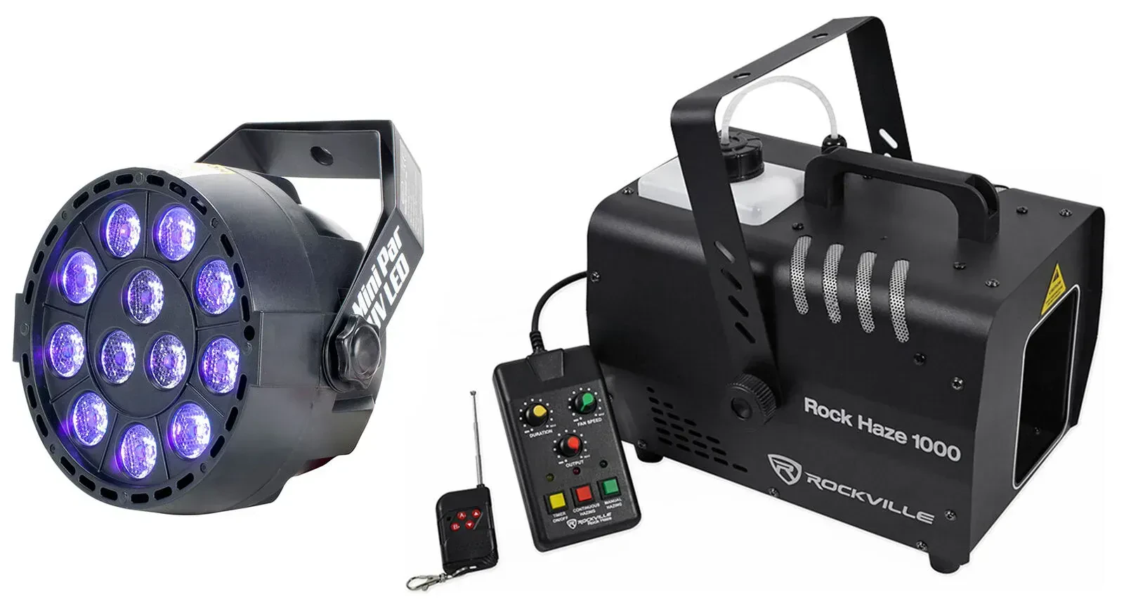 Комплект светового оборудования Rockville ROCKHAZE 1000 V2+Mini Par UV LED