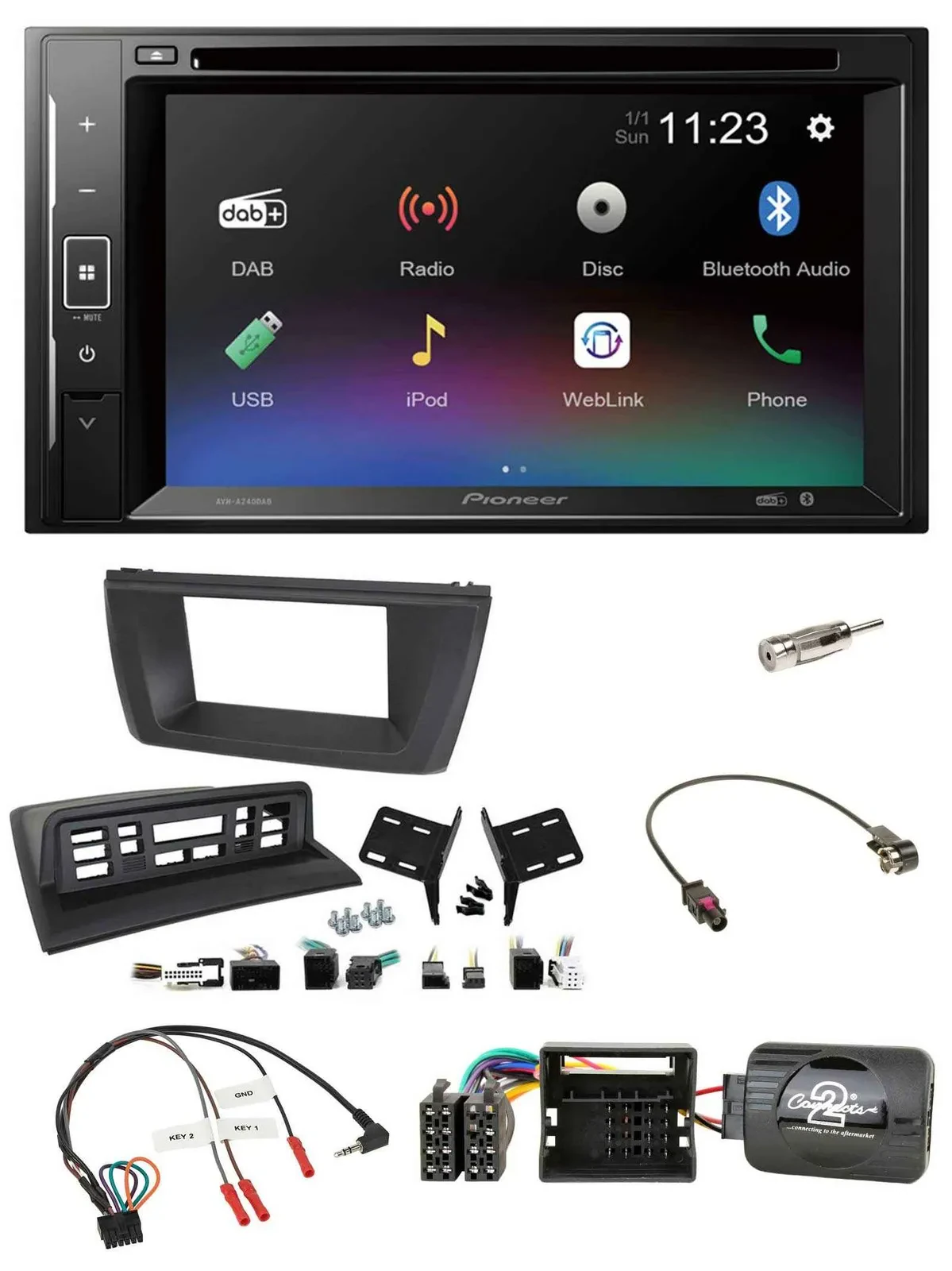Pioneer Bluetooth Lenkrad USB 2DIN DAB DVD Autoradio für BMW X3 E83 2004-2010 mi