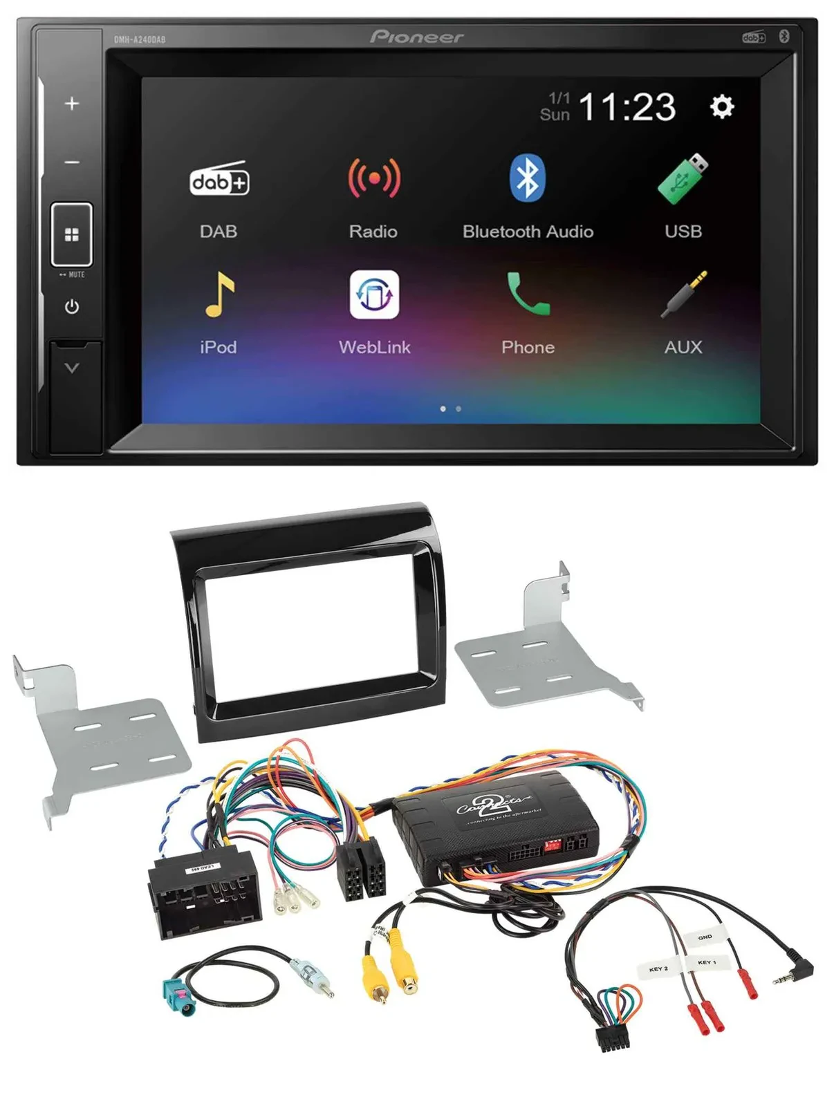 Автомагнитола для Fiat, Citroen, Peugeot Pioneer 2DIN, DAB, Bluetooth, USB
