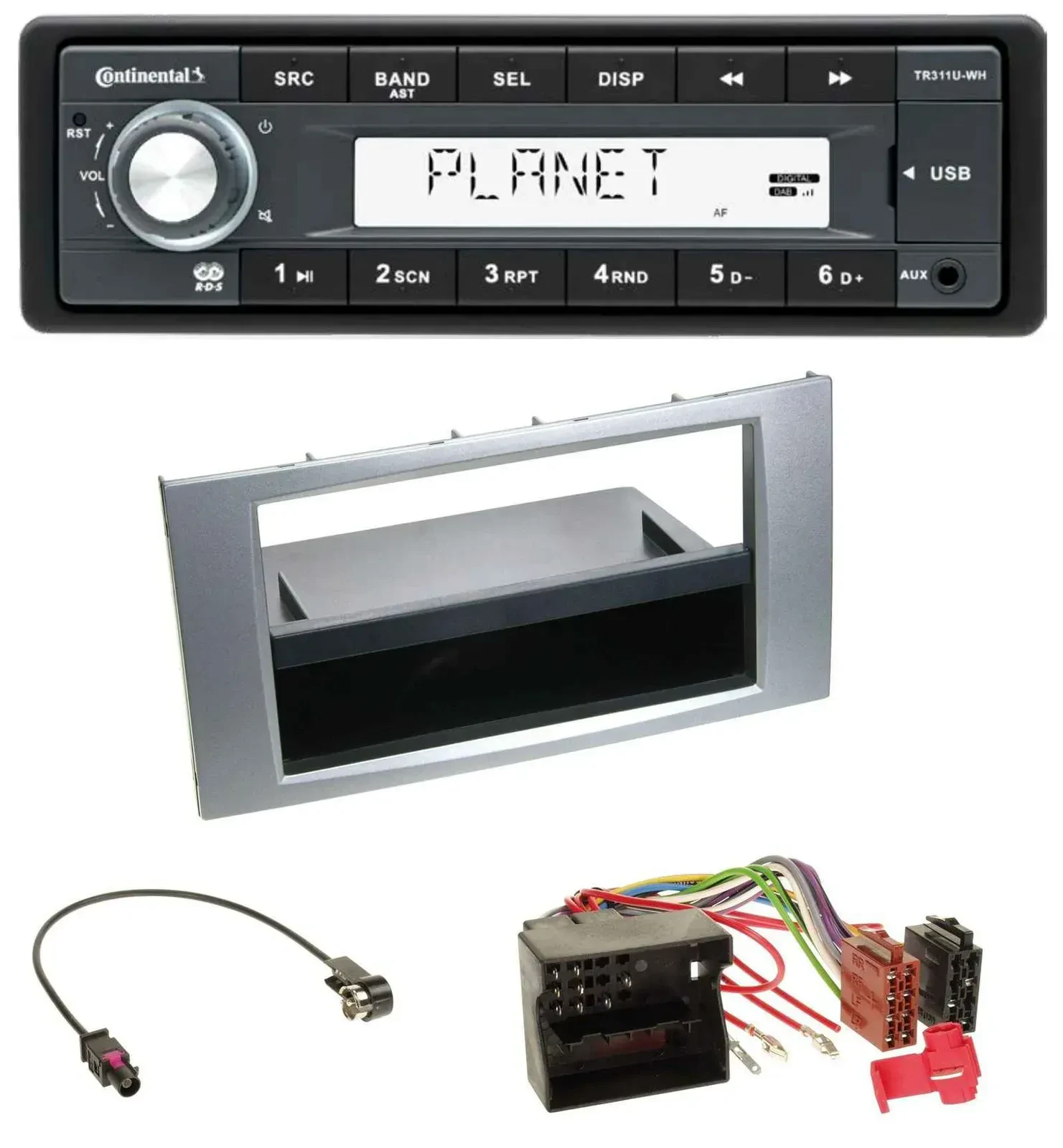 Continental USB MP3 AUX 1DIN Autoradio für Ford Kuga Fusion Transit 05-12 silber