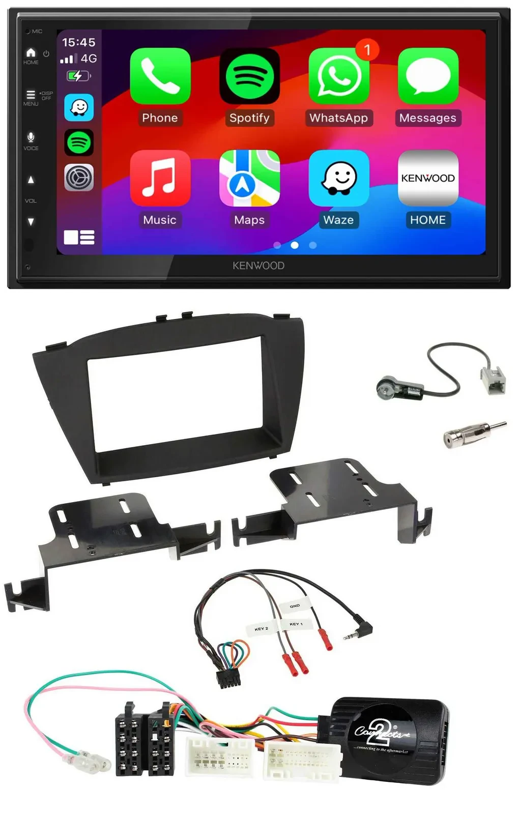 Kenwood Lenkrad USB DAB 2DIN Bluetooth Autoradio für Hyundai ix35 ab 2013 ohne S