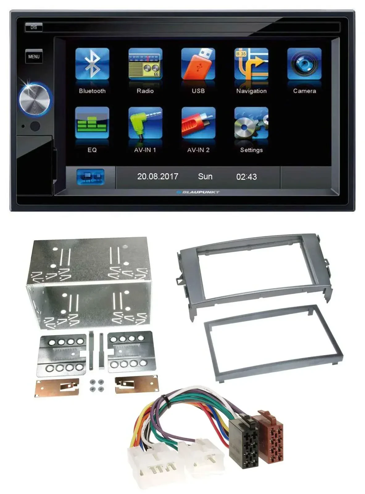 Blaupunkt SD Bluetooth 2DIN MP3 USB AUX Autoradio für Toyota Auris 07-12 anthraz