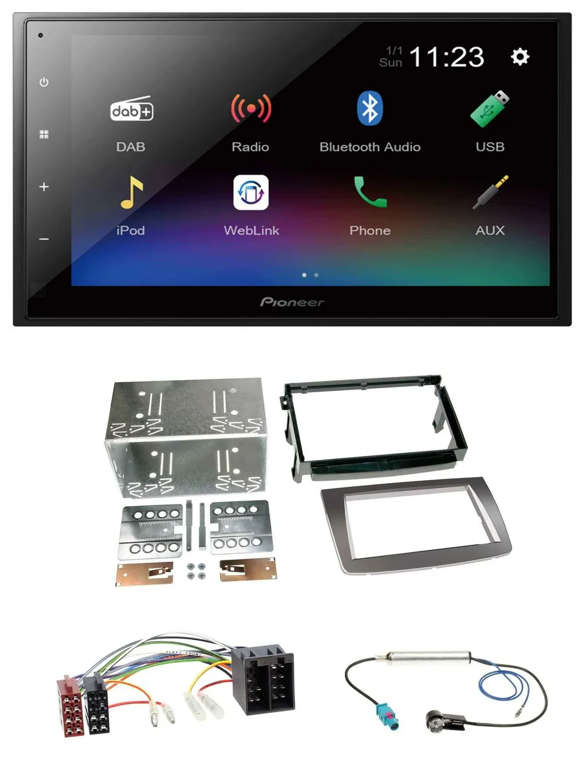 Автомагнитола Pioneer 2DIN, USB, Bluetooth, DAB, MP3 для Alfa Romeo MiTo (2008–2014)