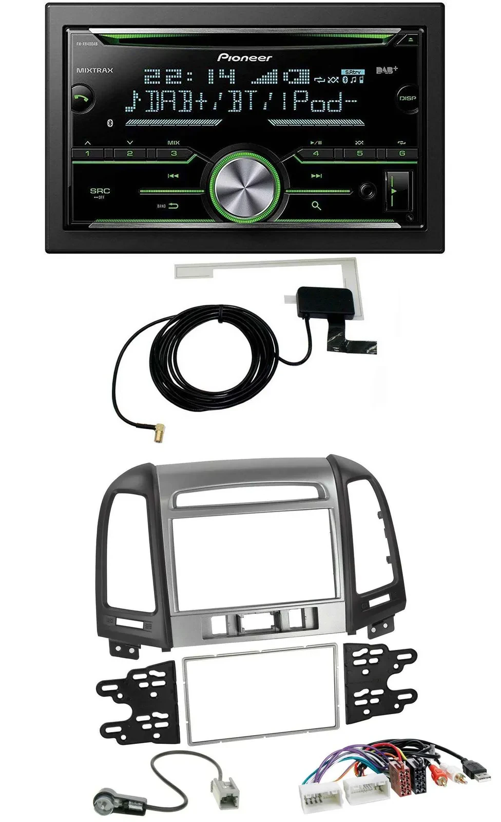 Автомагнитола Pioneer 2DIN, CD, USB, MP3, Bluetooth, DAB, для Hyundai Santa Fe