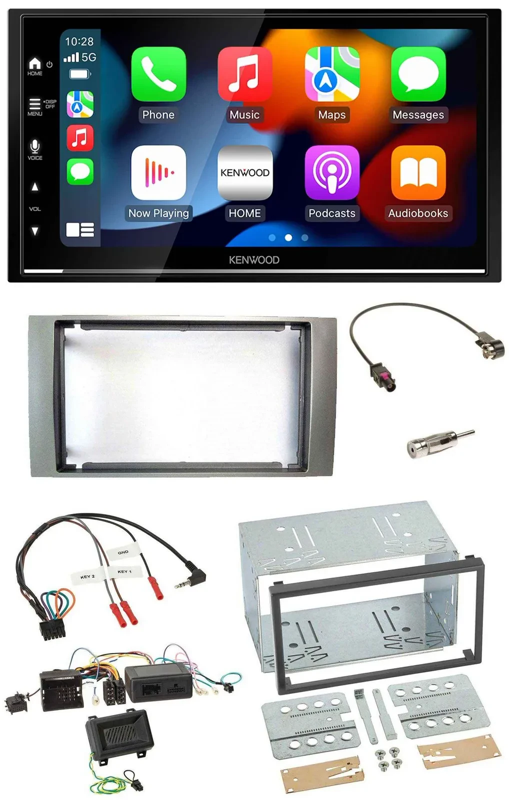 Kenwood DAB USB Bluetooth 2DIN Lenkrad Autoradio für Ford Kuga 2008-2012 silber
