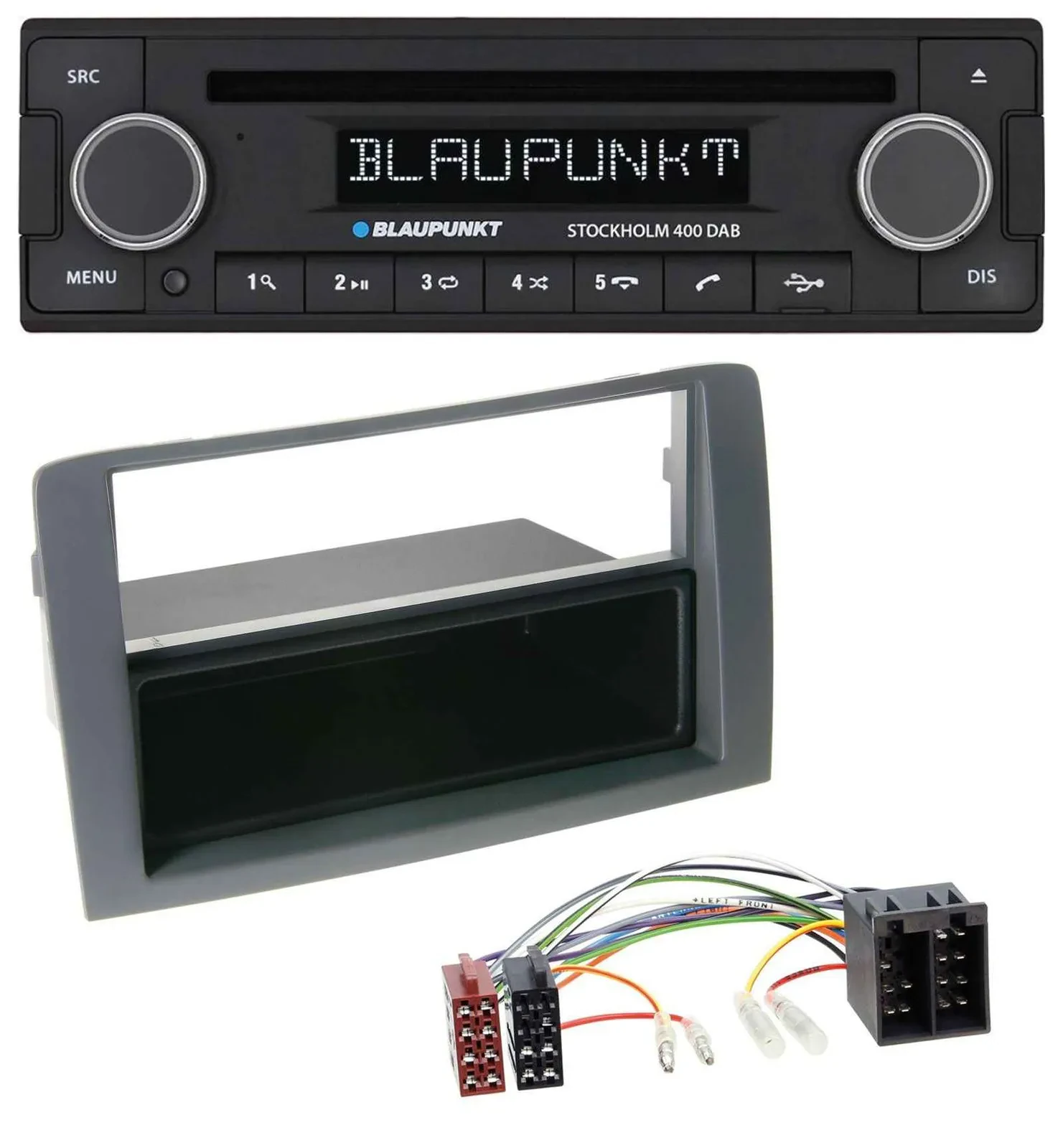 Blaupunkt MP3 Bluetooth DAB CD USB Autoradio für Fiat Idea (350, 03-11) - grau