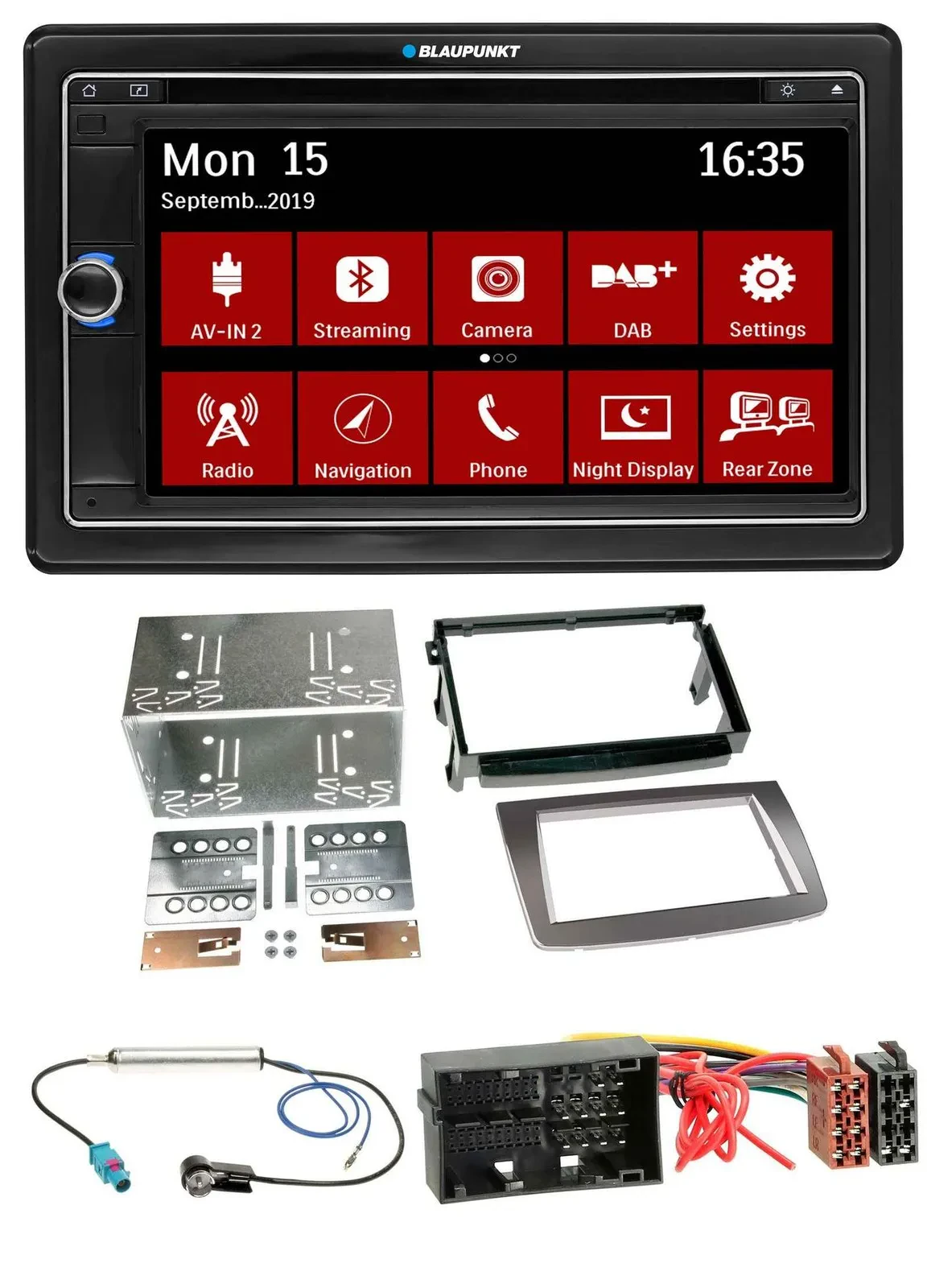 Автомагнитола для Alfa Romeo Mito (с 2014, тип 955) Blaupunkt 2DIN, Bluetooth, DAB, USB, DVD, MP3