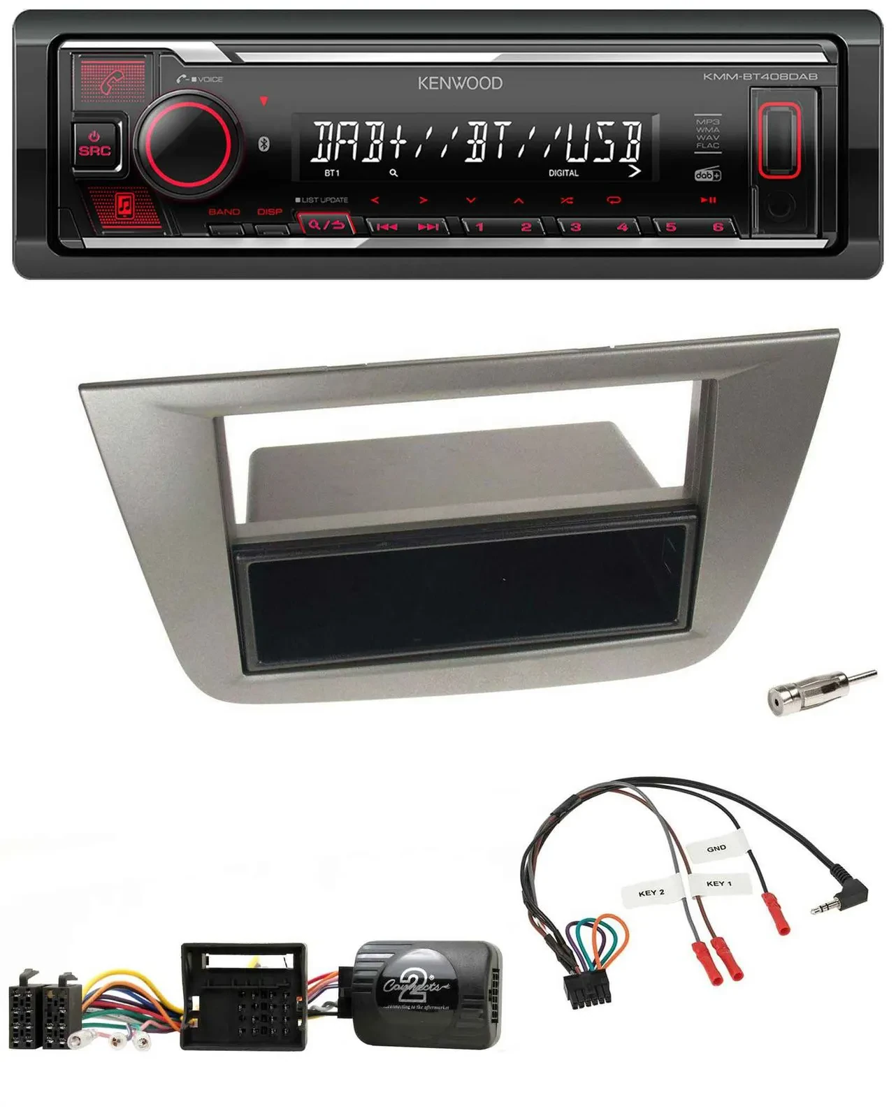 Kenwood Lenkrad Bluetooth USB DAB Autoradio für Seat Toledo Altea 2004-2009 anth