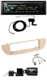 Автомагнитола для Fiat 500 (с 2007) Pioneer CD/USB/DAB, MP3, поддержка управления с руля, перламутрово-серый/бежевый